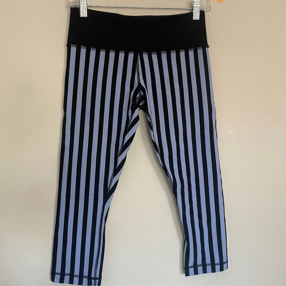 Lululemon Wunder Under Crop Legging Sea Stripe Polar Haze Black